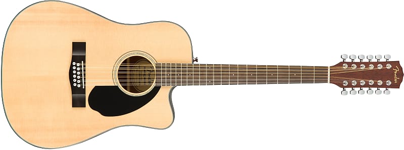 جيتار صوتي Fender CD-60SCE مكون من 12 وترًا من خشب التنوب/الماهوجني Dreadnought صوتي-كهربائي