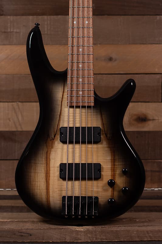 Ibanez GSR205SM 5-String Bass, Spalted Charcoal Brown Burst