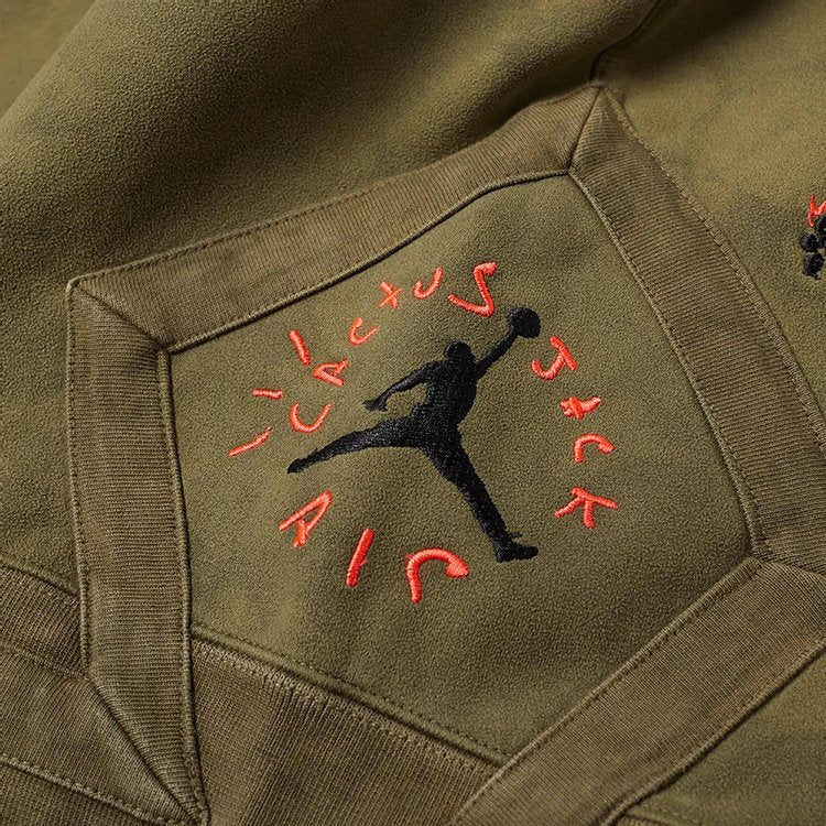 شورت Cactus Jack by Travis Scott x Air Jordan Washed Suede Shorts 'Medium Olive'، أخضر