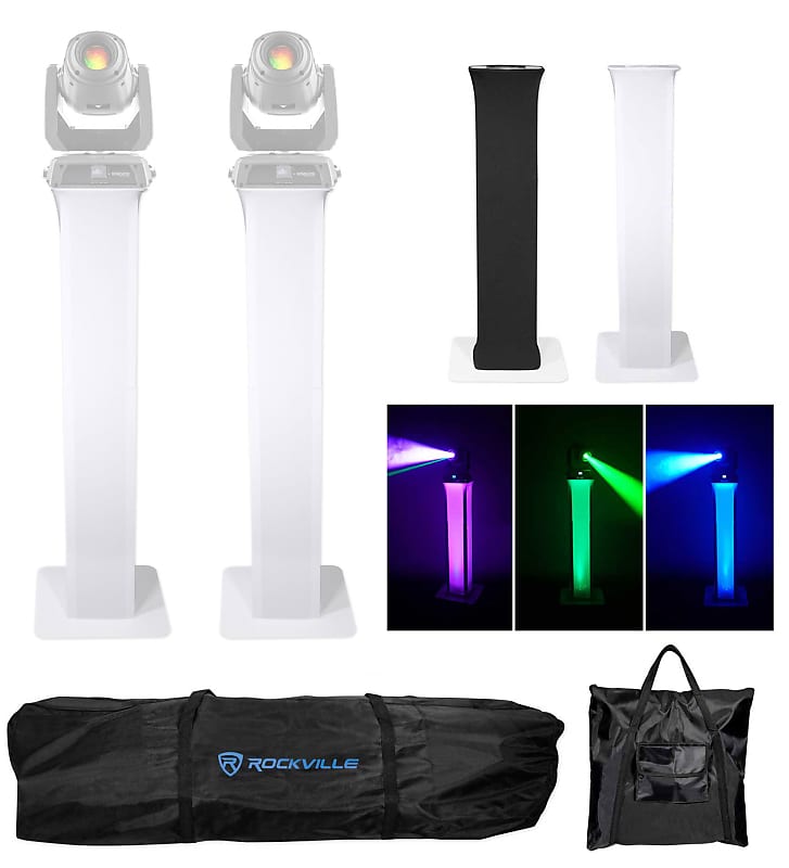 2 Totem stands + black + white grids for 2 lamps Chauvet Intimidator Spot 375Z IRC Rockville (2) RTP32W Spot 375Z IRC