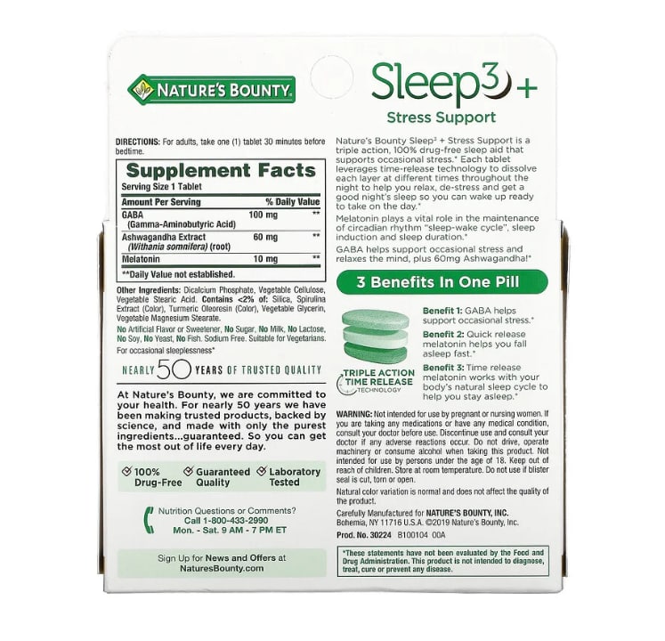 Sleep3+، مضاد للتوتر، 56 طبقة ثلاثية، Nature's Bounty