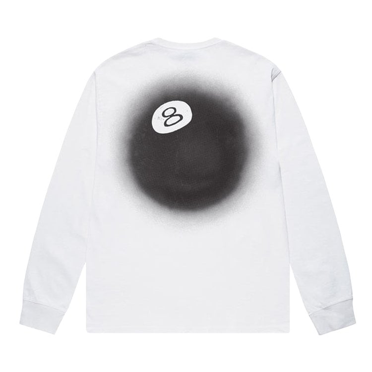 Stussy 8 Ball Fade Long-Sleeve Tee 'White', white