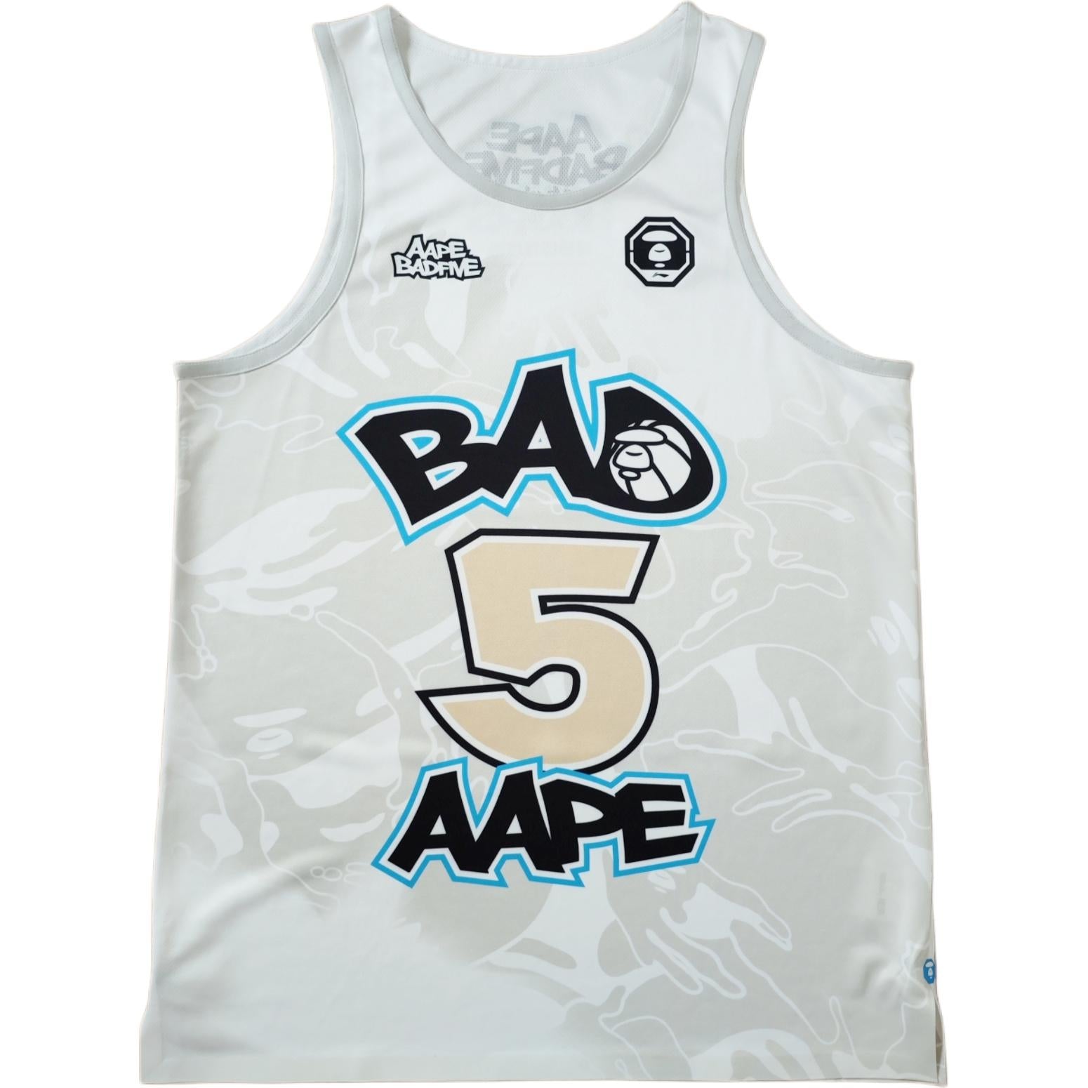 Aape X Badfive Men's Tank Top, White Camo Lining, White