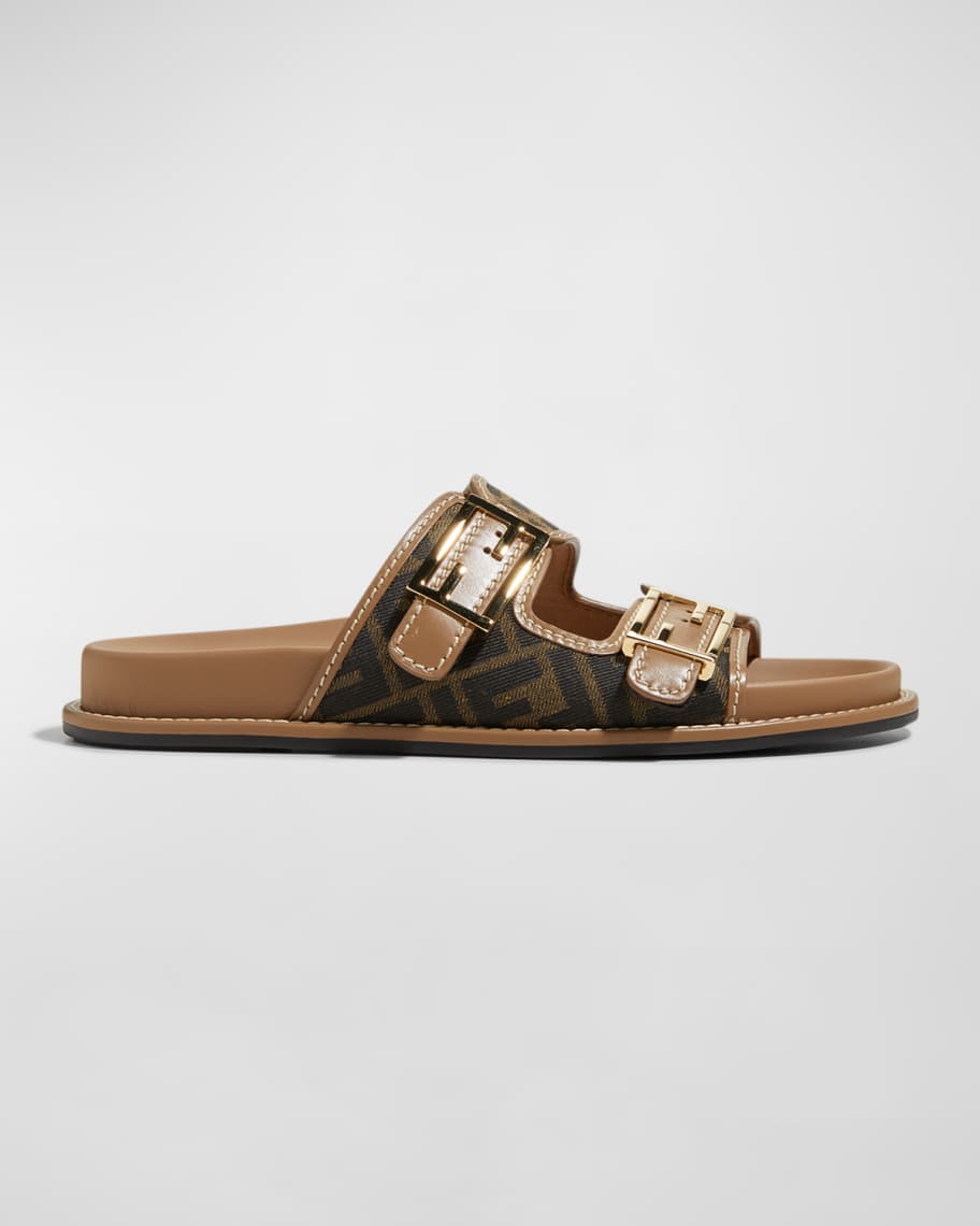 FF Fendi Jacquard Double Buckle Slides