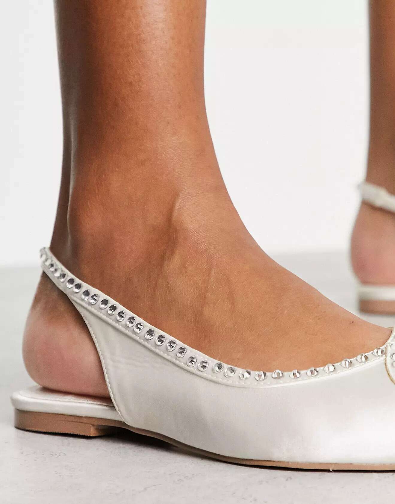 ASOS Lust heart ballet flats in ivory and diamonds