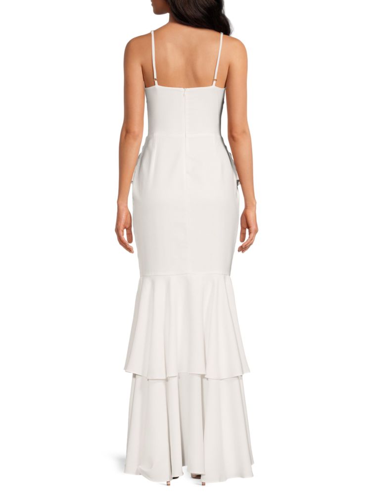 Patbo Ruffle Mermaid Maxi Dress, White