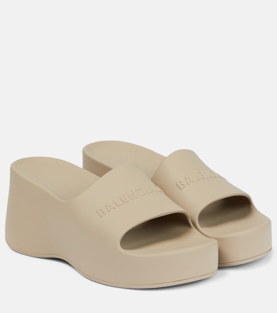 Balenciaga logo rubber slides, beige