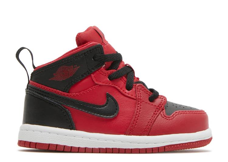 حذاء رياضي AIR JORDAN 1 MID TD 'REVERSE BRED'، باللون الأحمر