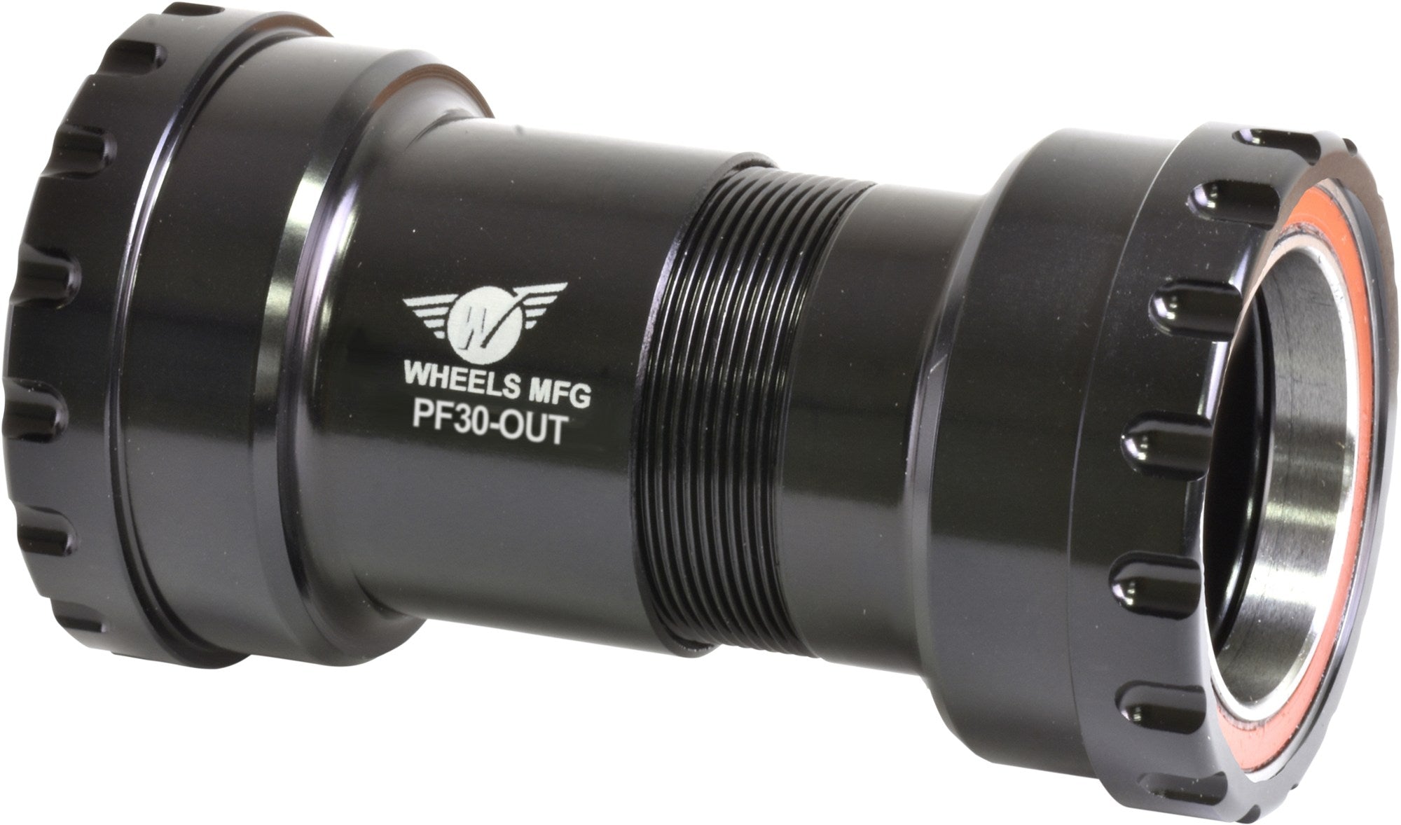 Bottom bracket with PF30 external thread and ABEC-3 bearings for 30mm diameter crank spindles .  Wheels Manufacturing, black