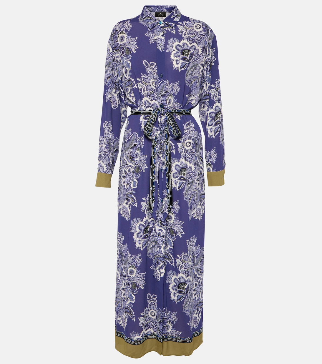 Midi shirt dress with Etro print, blue