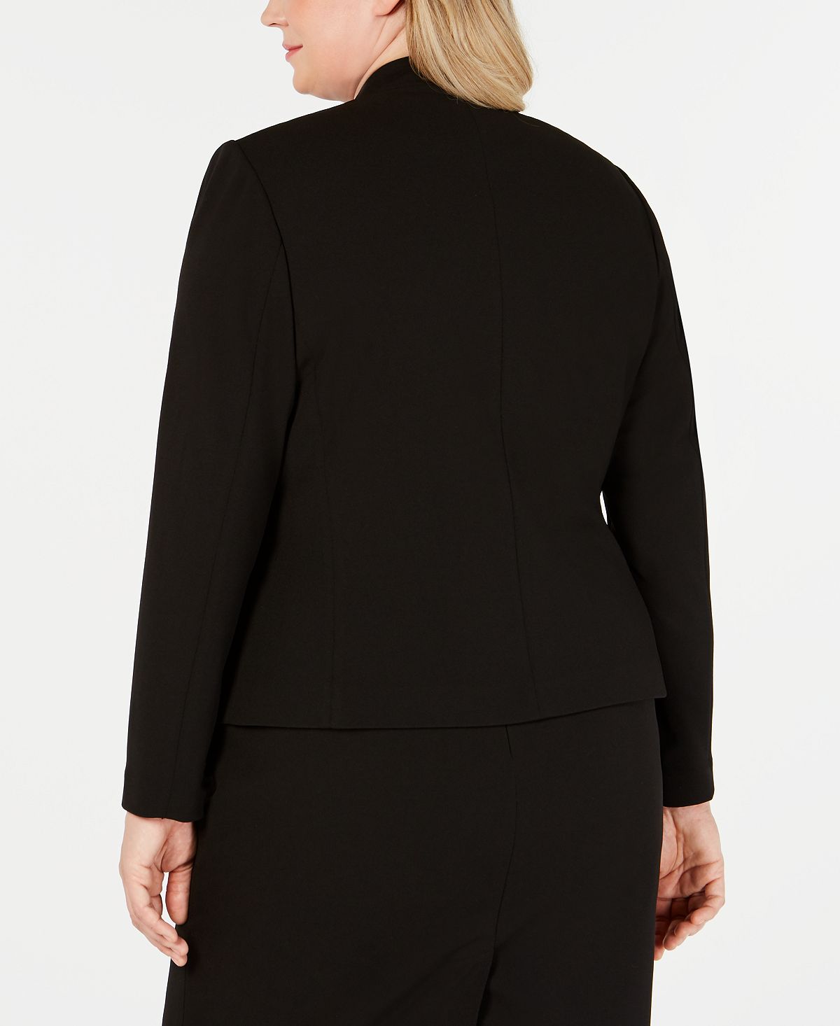 Plus Size Calvin Klein Soft Crepe Open Front Blazer, Black