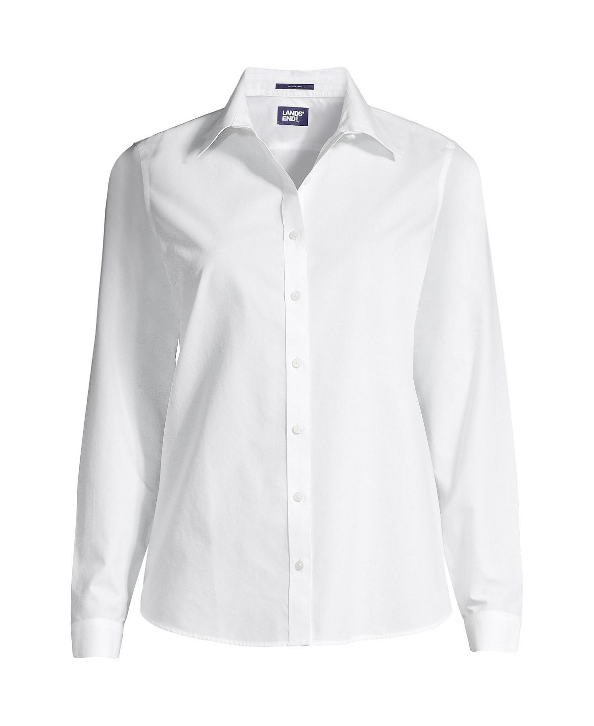 Lands' End Women's Wrinkle Free Shirt Without Iron Buttons Front, White