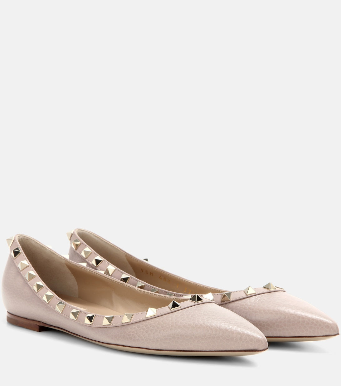 Leather Rockstud Valentino Garavani ballerinas, neutral