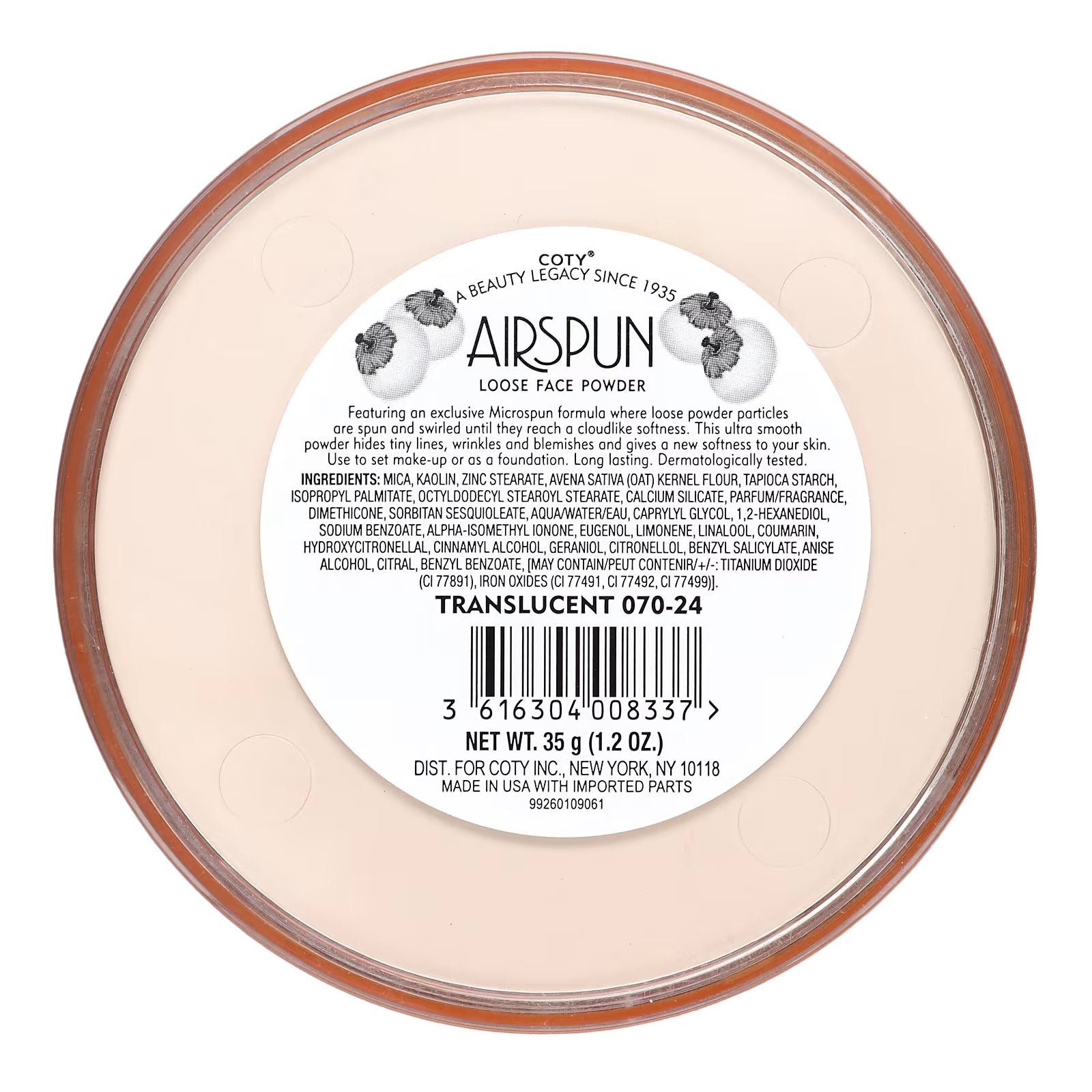 Airspun face powder loose translucent shade 070-24, 35 g