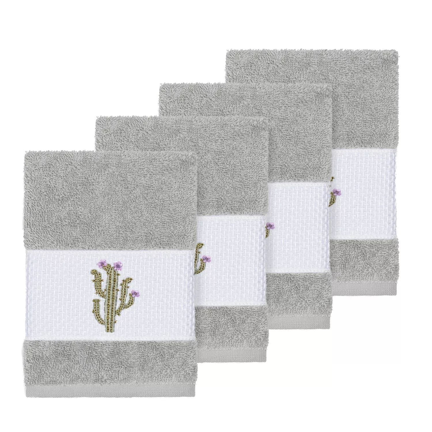 Linum Home textile Turkish cotton Mila Set of washcloths with decoration, beige