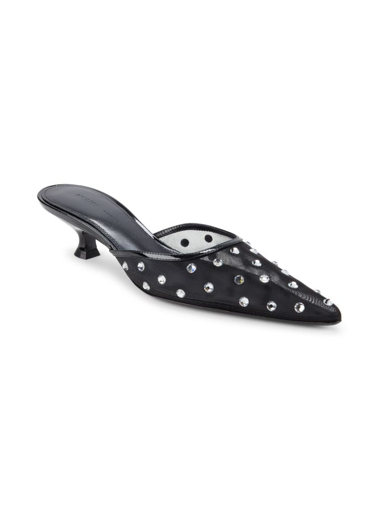 Minna mules with crystal polka dot heel Khaite, black