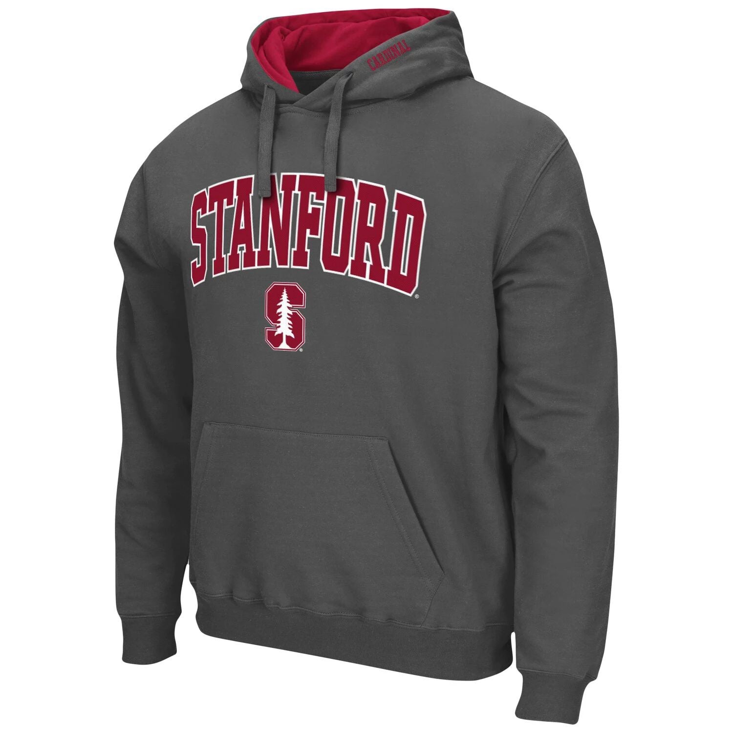 Stanford Cardinal Arch & Logo 3.0 Colosseum Men's Charcoal Pullover Hoodie