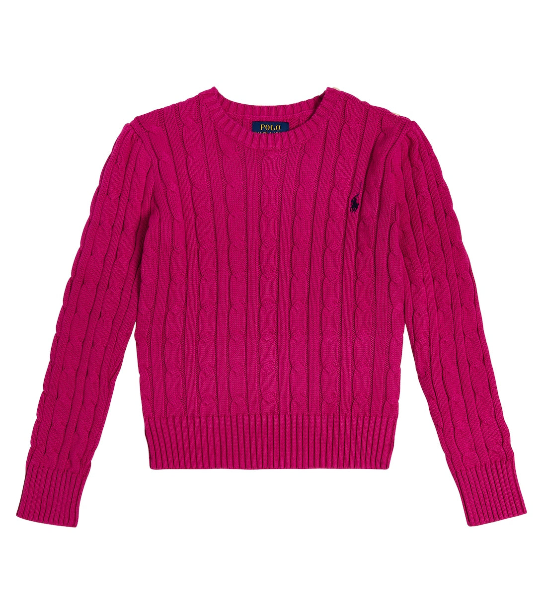 Polo Ralph Lauren Chunky Knit Cotton Sweater with Embroidery, Pink