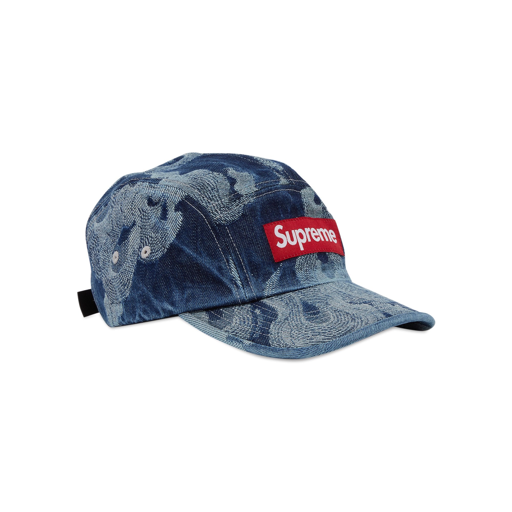 Supreme Flames Jacquard Denim Cap in Wash Indigo