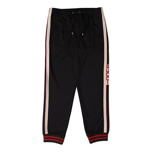 بنطلون رياضي GUCCI Classic High-tech Knit Colorblock Casual Bundle Feet Sports Long Pants أسود، متعدد الألوان