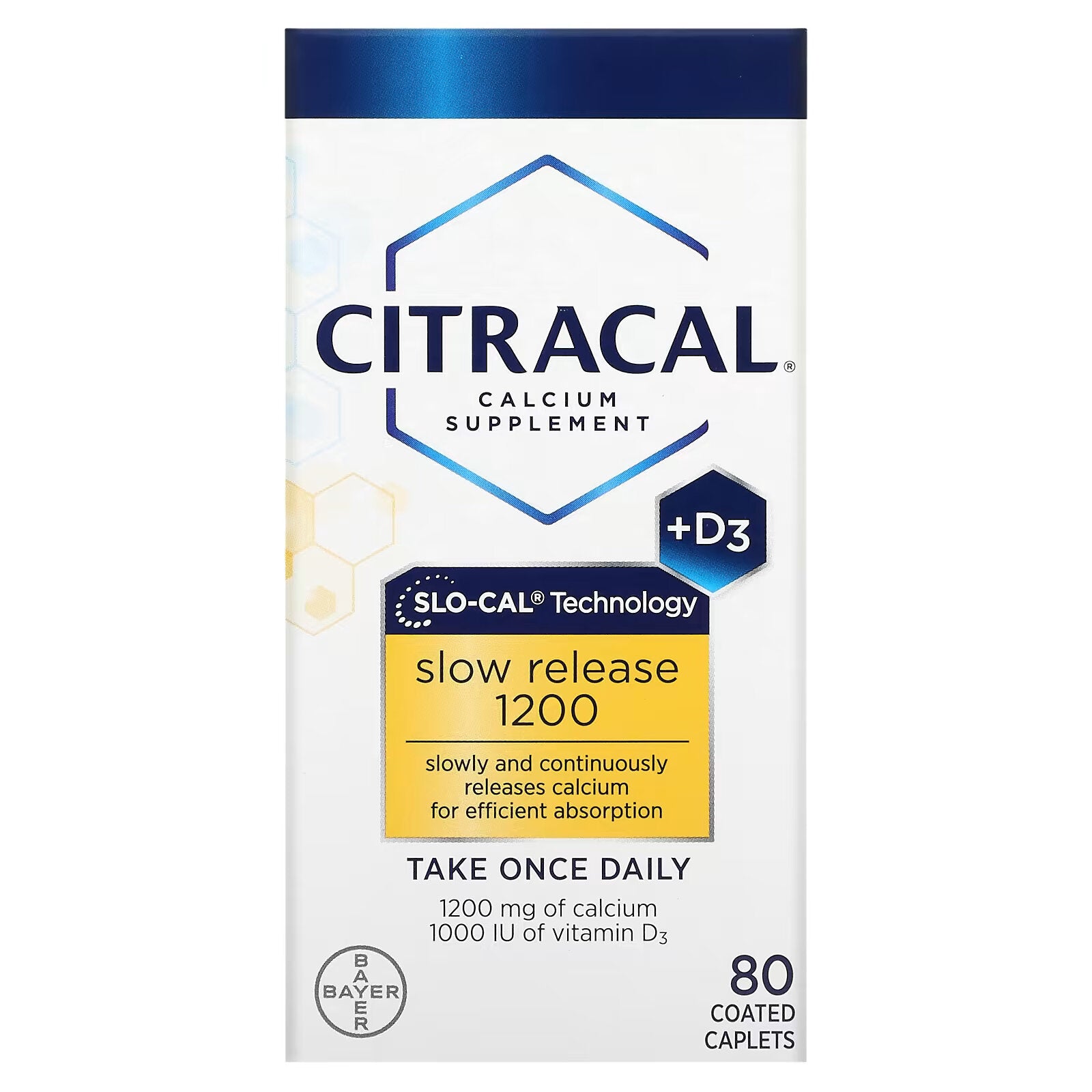 Citracal, Calcium Supplement, Slow Release 1200+D3, 80 Film-Coated Tablets