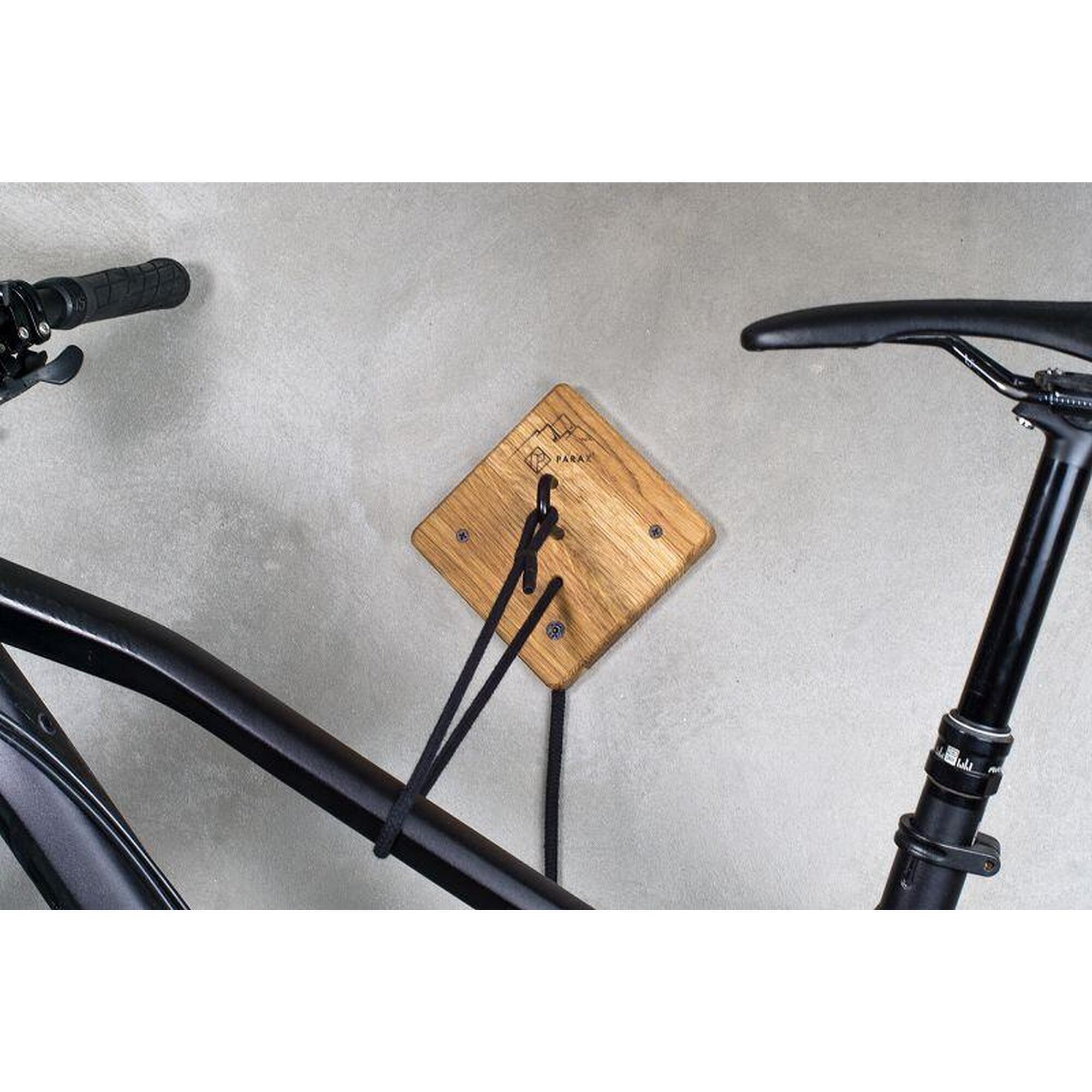 Bicycle wall mount - suitable for all bicycles - oak aluminum - U-RACK PARAX, brown