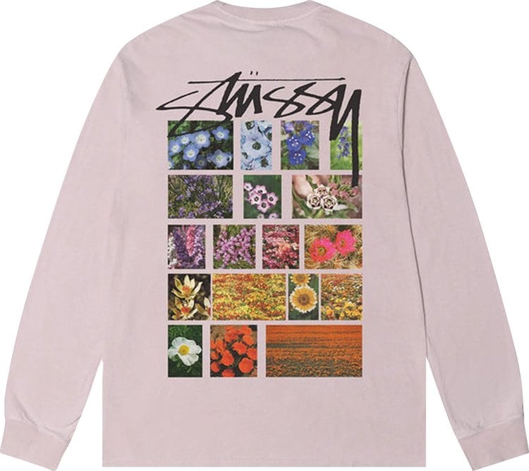 Stussy Flower Grid Pigment Dyed Long-Sleeve Tee 'Blue', pink