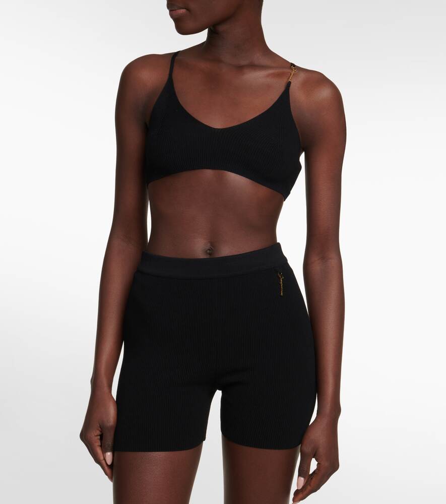 JACQUEMUS ribbed Le Bandeau Pralu crop top, black