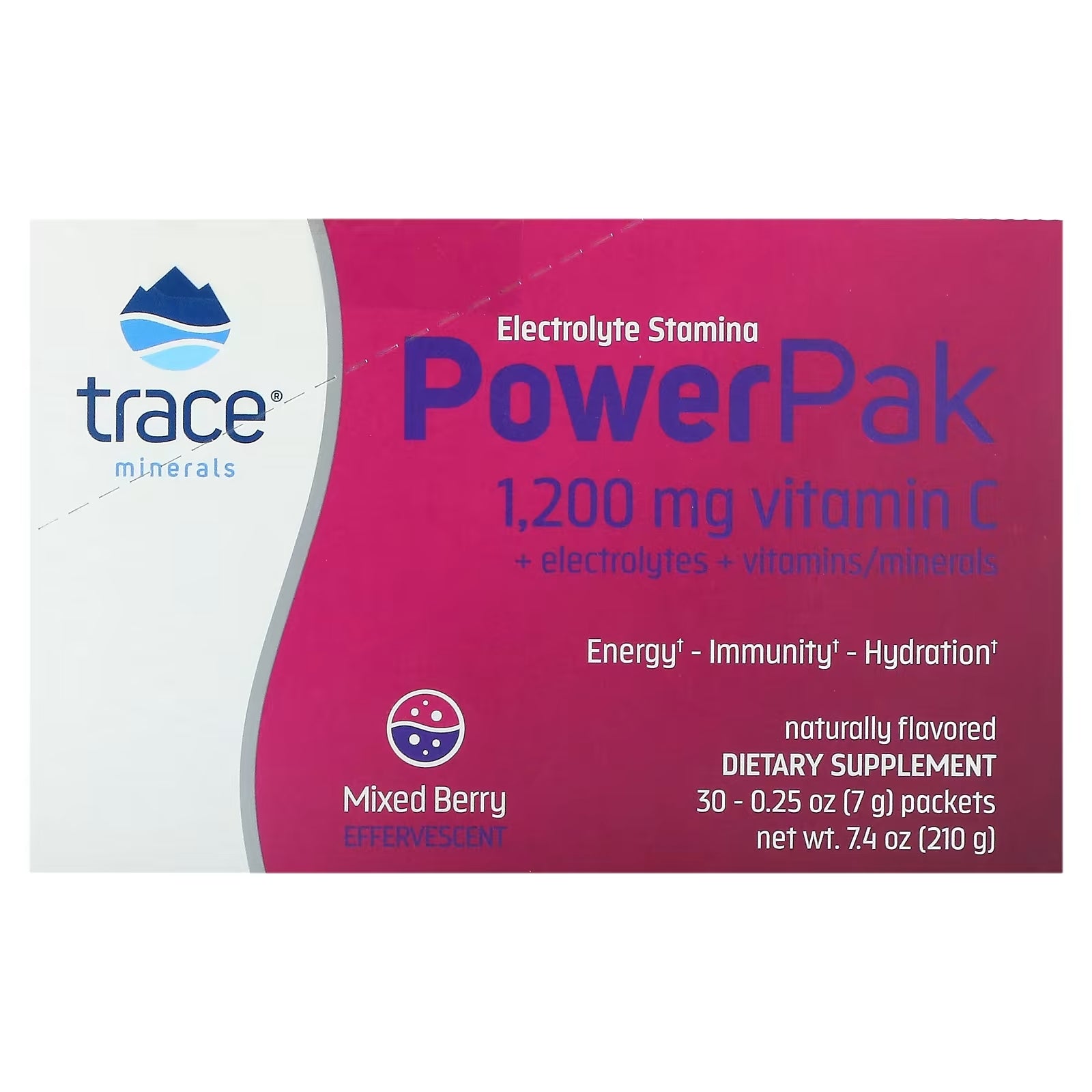 Dietary Supplement Trace Minerals Electrolyte Stamina PowerPak, berry mixture, 30 sachets, 7 g each