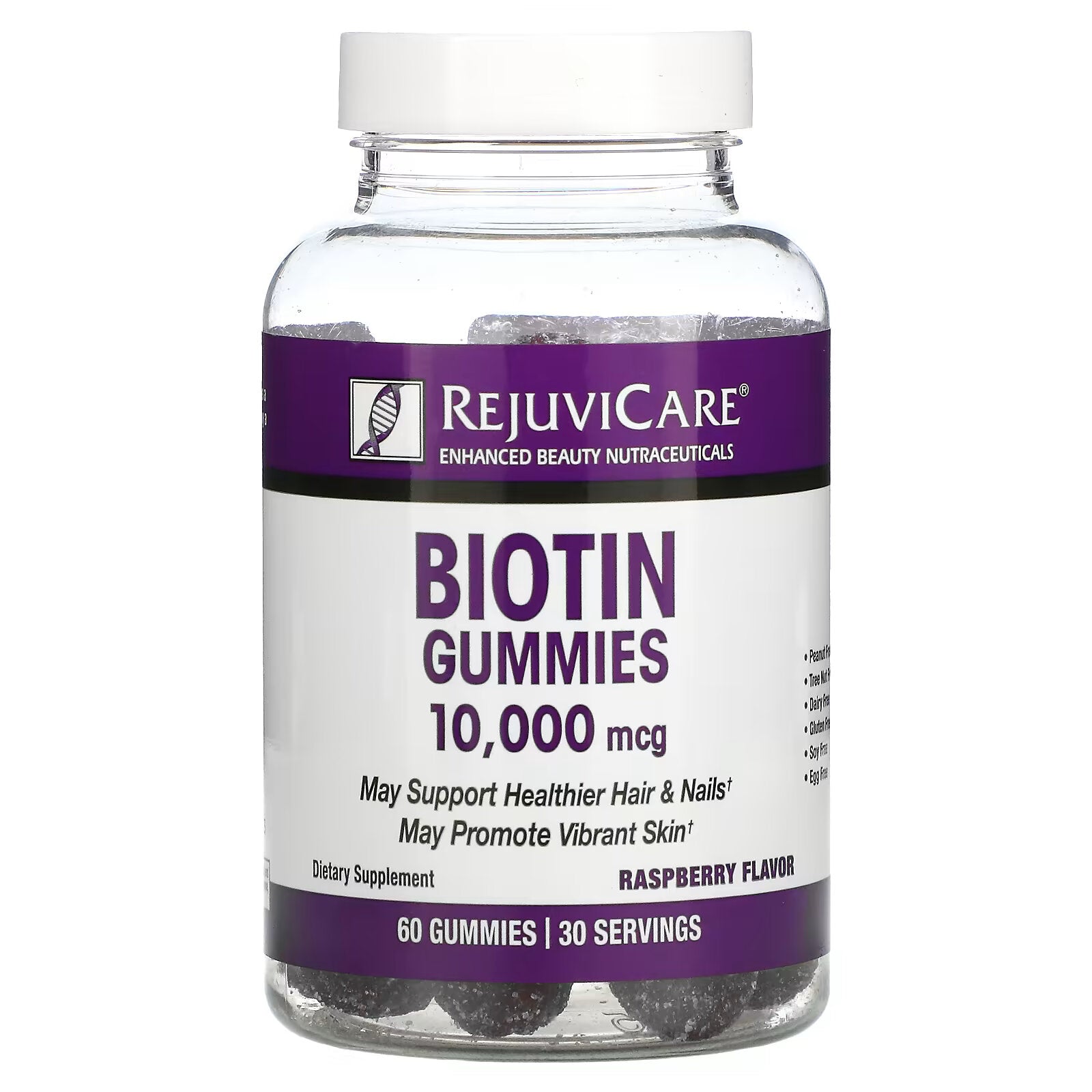 Rejuvicare, Biotin Gummies, Raspberry Flavor, 10,000 mcg, 60 Gummies