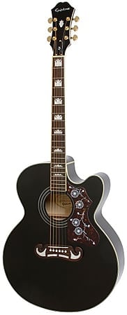 جيتار كهربائي صوتي Epiphone EJ200CE Jumbo Cutaway، أسود EEJ2 BK