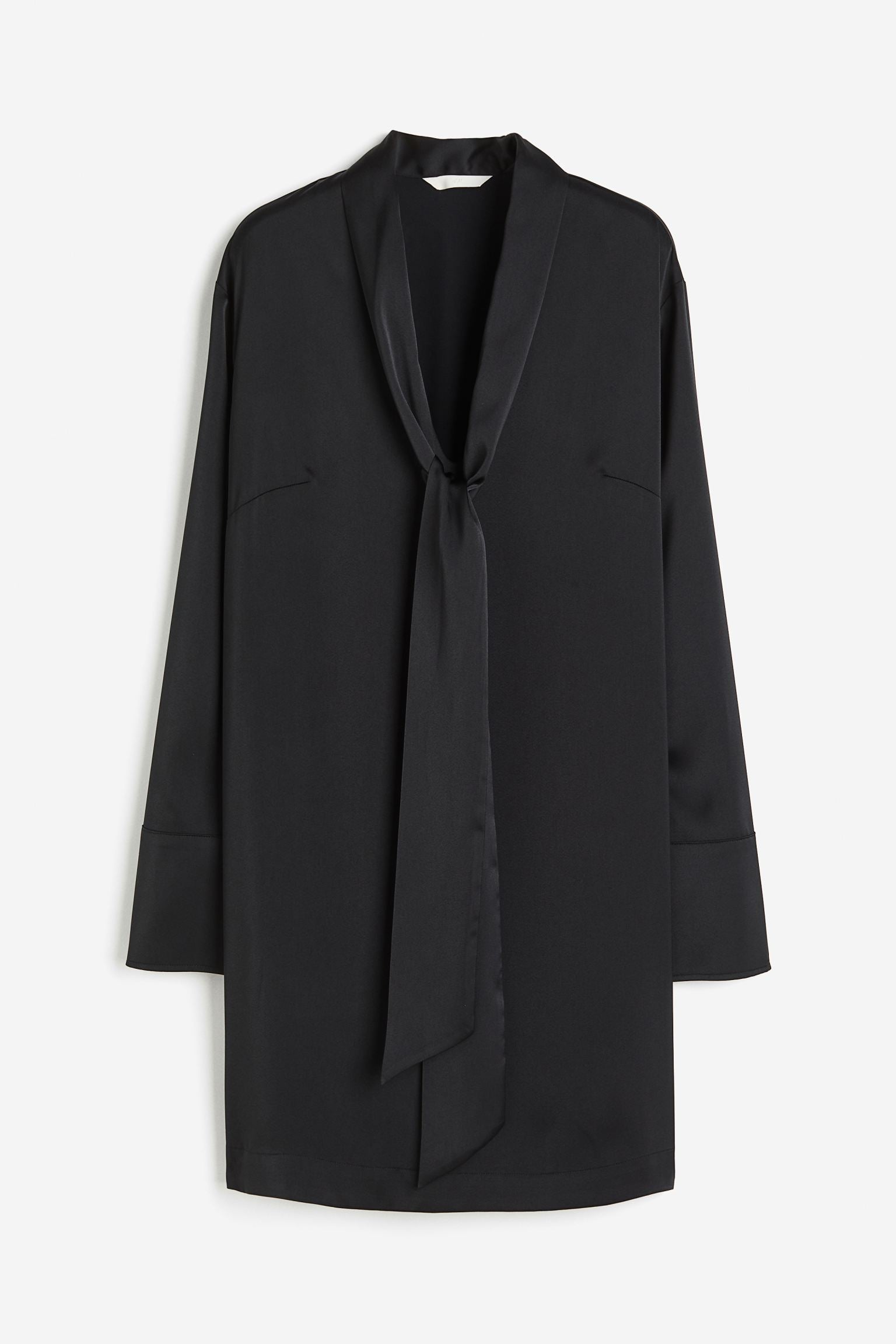 H&M Tie-detail Satin dress, black