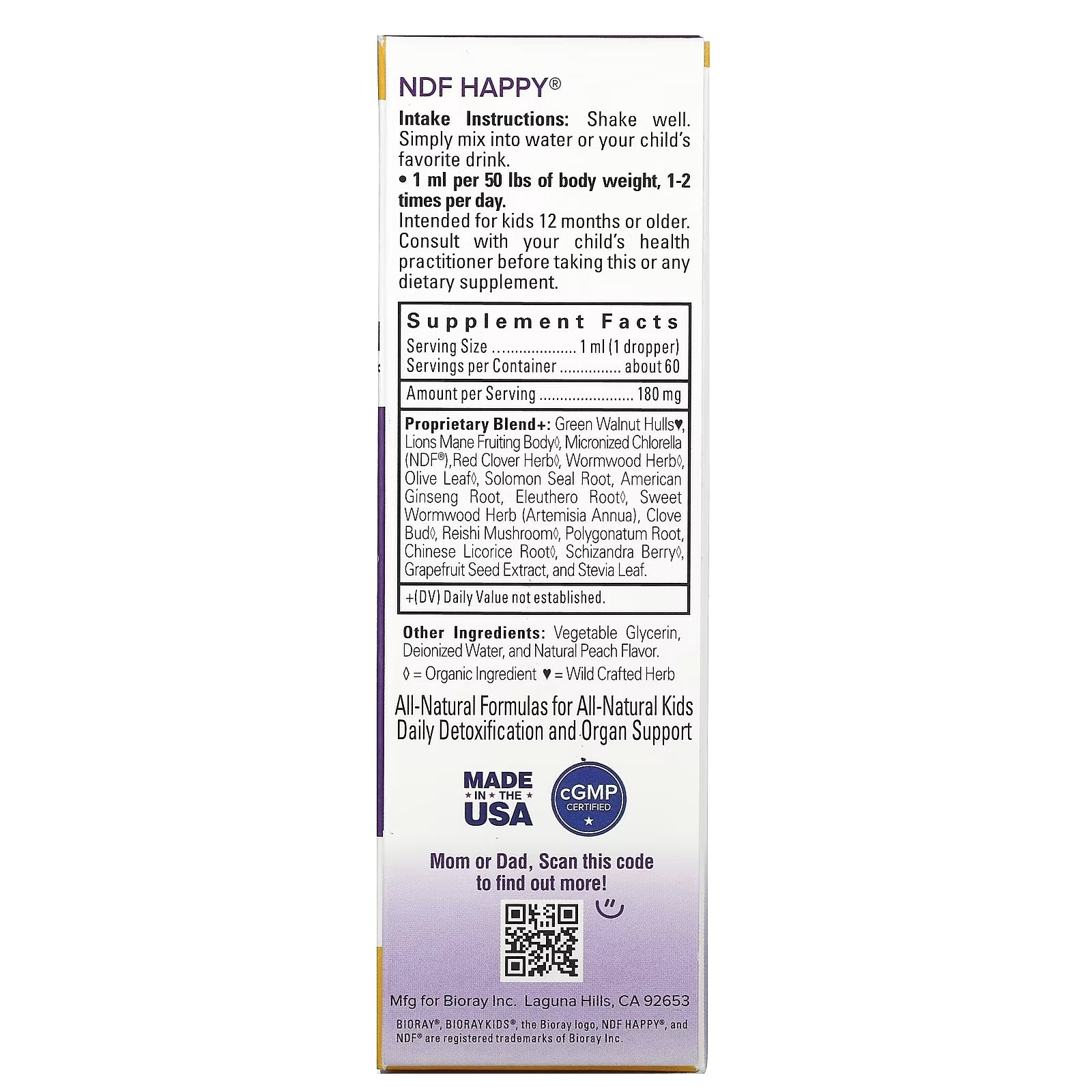 Bioray NDF Happy Children's Unwanted Toxin Remover, Peach Flavor