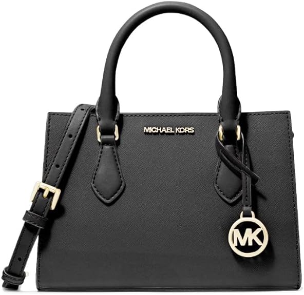 Michael Kors Sheila Small Satchel, Black with Gold Hardware