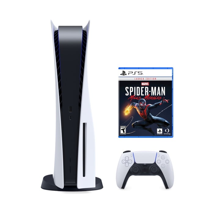 Game console Sony Playstation 5 Console Standard Edition + game Marvel's Spider-Man: Miles Morales, 825 GB, white