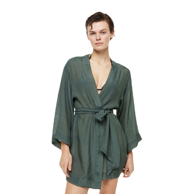 Beach cover-up with belt H&M Belted Beach, khaki green