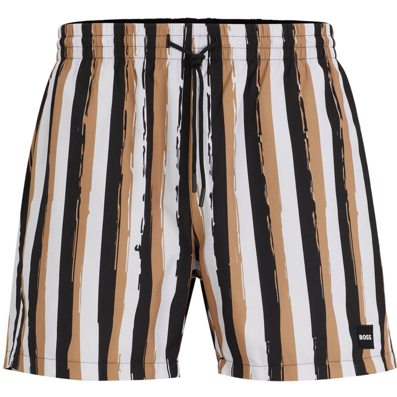 Boss Striped In Quick-Drying Fabric Swim Shorts, Beige