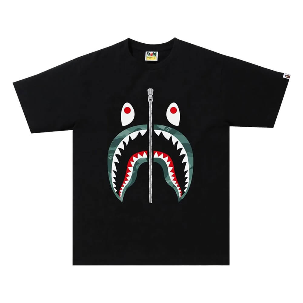 تي شيرت Bape Color Camo Shark، أسود/أخضر