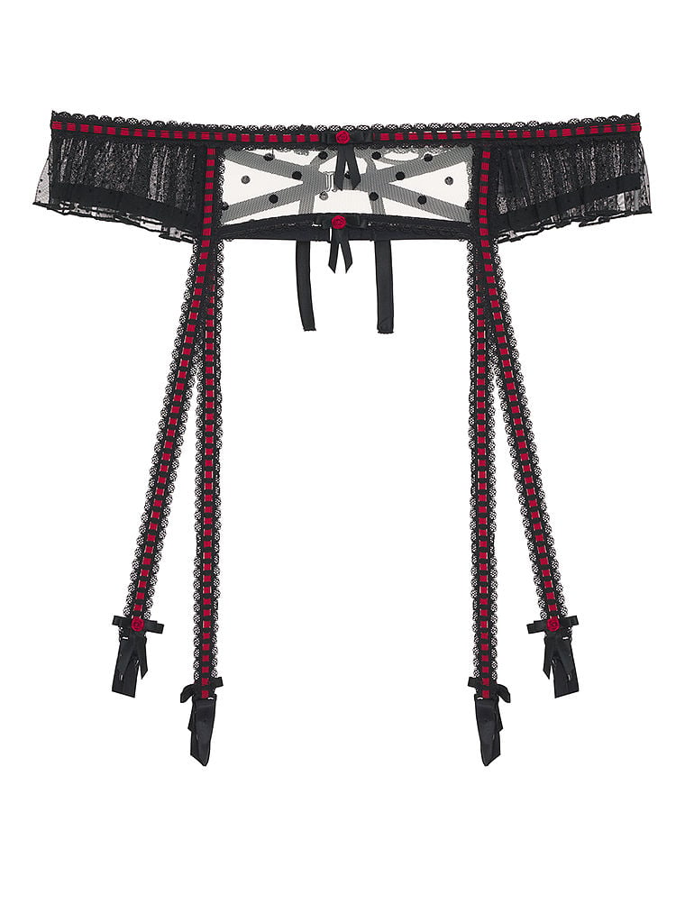 For Love & Lemons Lucinda Garter garter belt, black/red