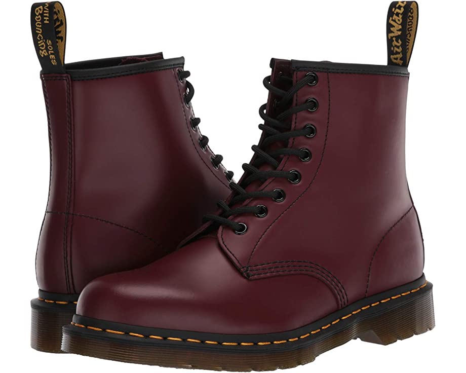 حذاء 1460 جلد ناعم من Dr. Martens، أحمر