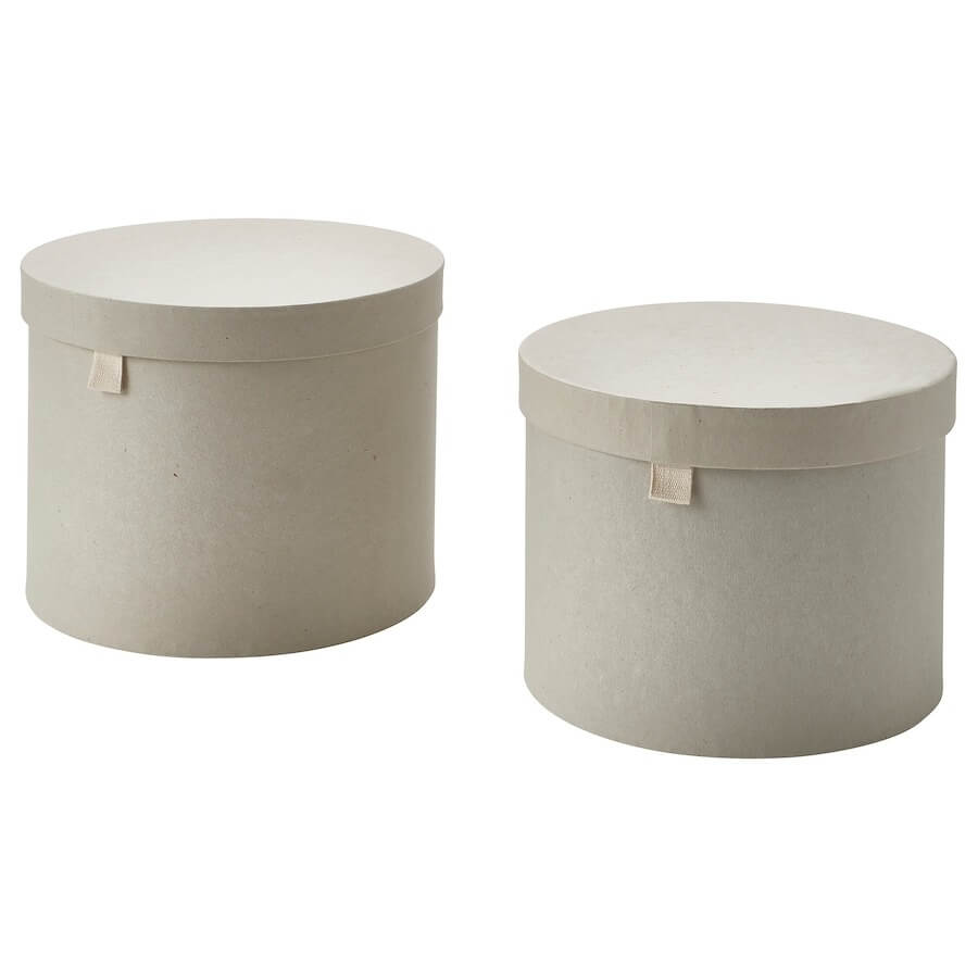 Set of boxes with lid Ikea Ragodling, 2 pcs, natural/beige