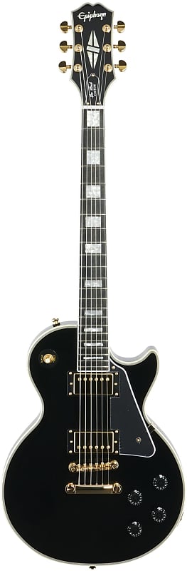 جيتار كهربائي مخصص من Epiphone Les Paul، لون أسود، مع أجزاء ذهبية EILCEBGH1