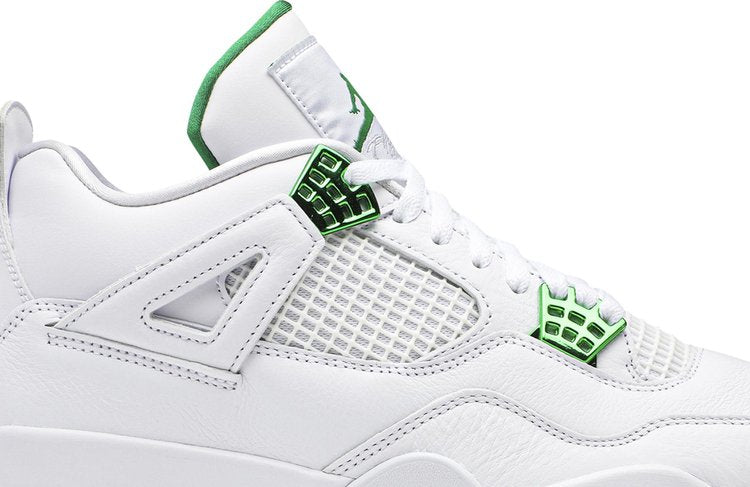 Air Jordan 4 Retro Green Metallic Sneakers, White