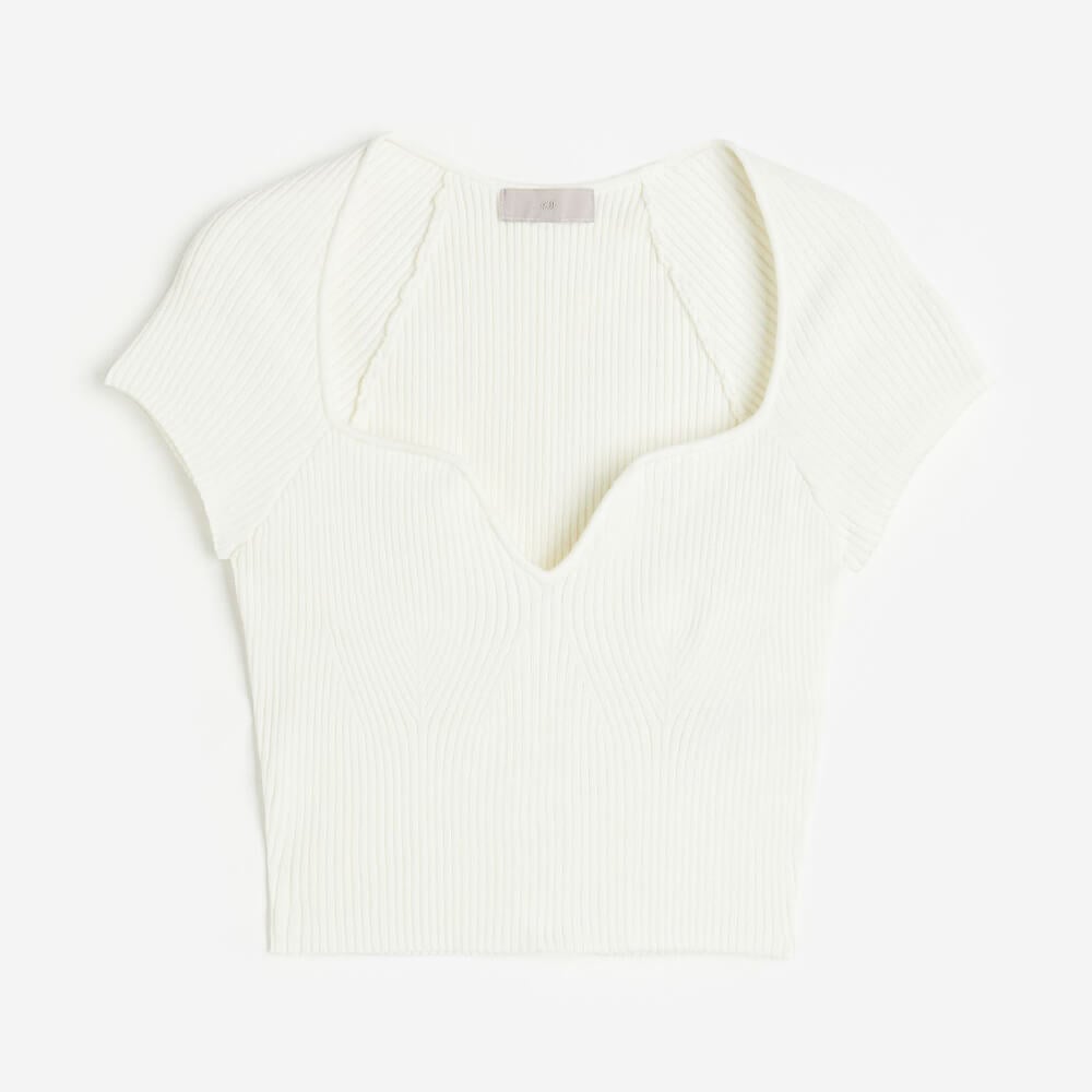 H&M Rib-knit top, white