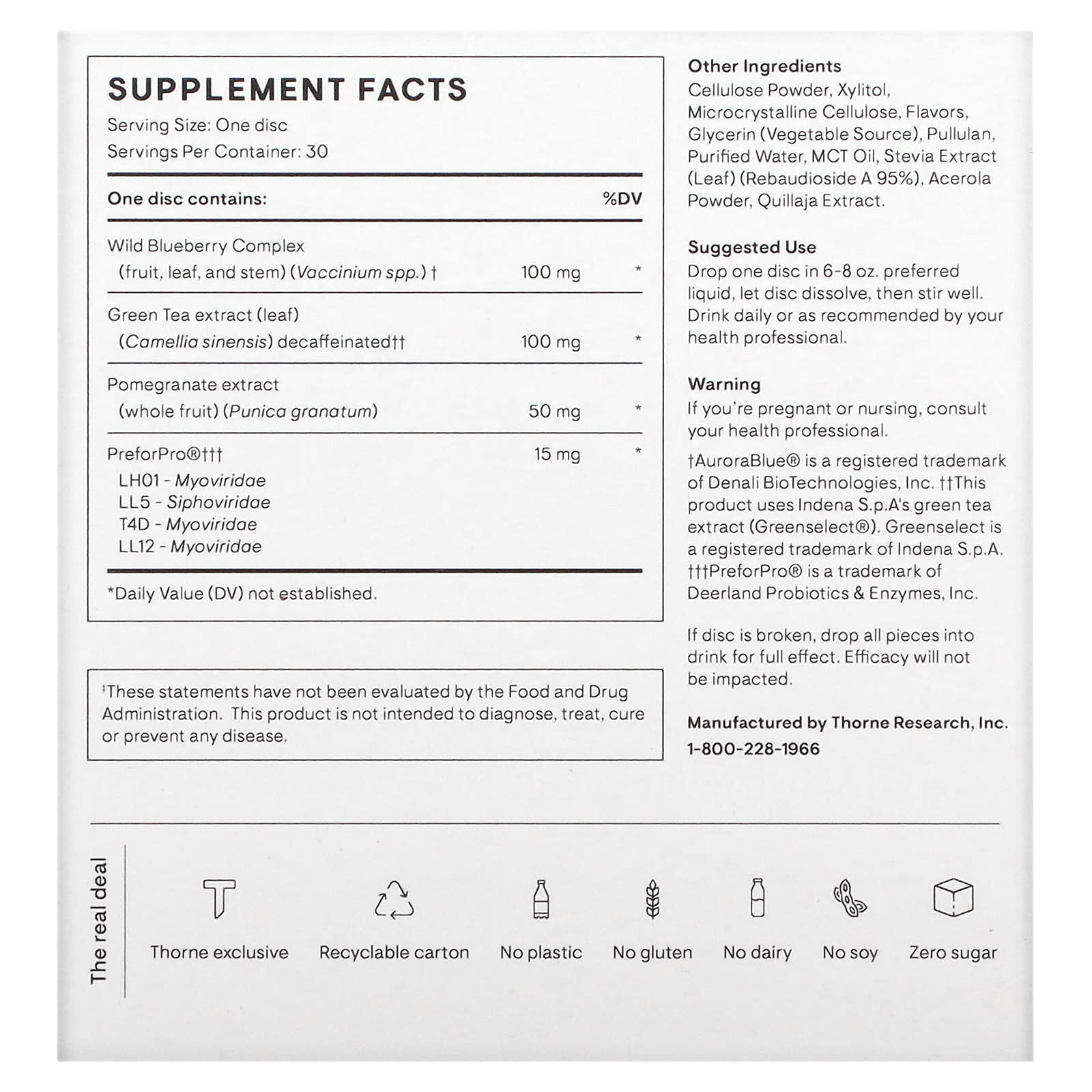 Thorne Prebiotics, Pomegranate/Berry, 30 Soluble Discs