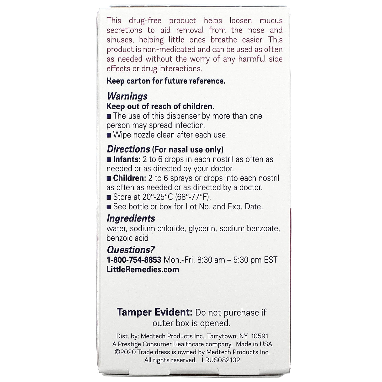 Saline Spray - Little Remedies nasal drops, 15 ml