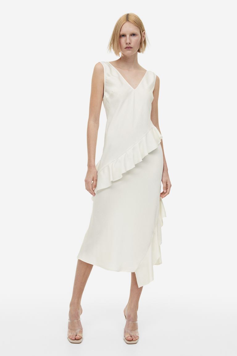 H&M ruffle dress, cream