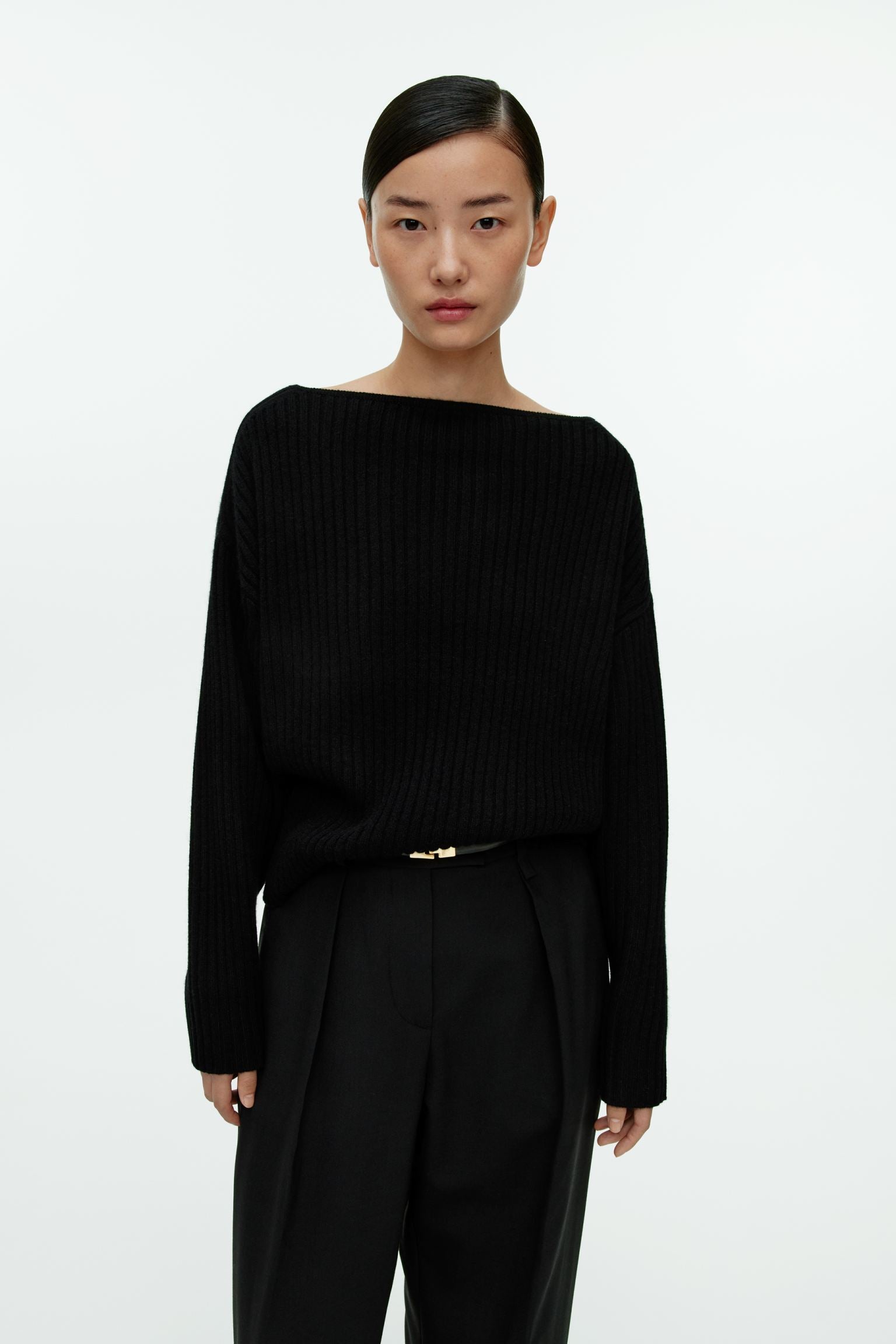 Arket Ribbed Wool Sweater, black