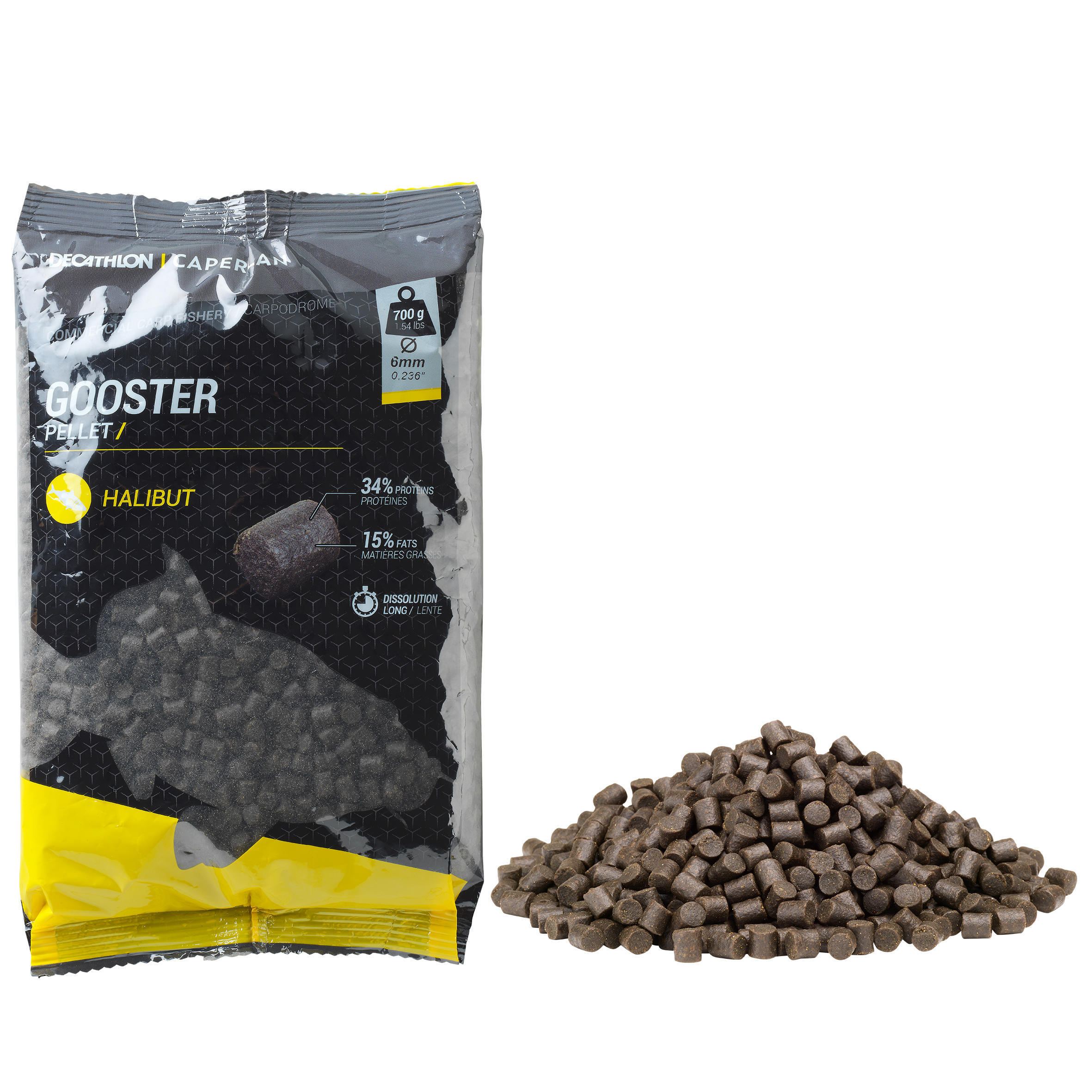 Pellets Gooster halibut 6 mm 0.7 kg CAPERLAN, brown bark