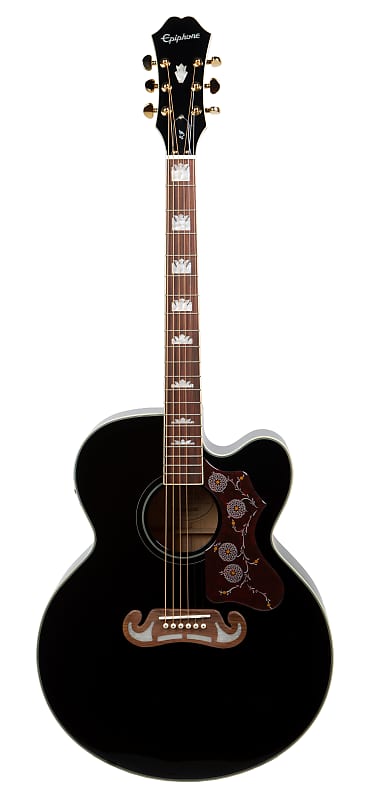 جيتار كهربائي أكوستيك Epiphone J-200 EC Studio، أسود EEJ2BKGH1